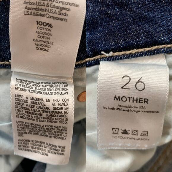 MOTHER Lil Spitfire Nerdy Cuff Jeans 26 Did You Bring Me Anything High Rise USA - Picture 16 of 16